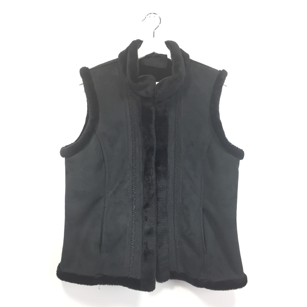 Tribal Vest Large Black Suede Fleece Lined Womens